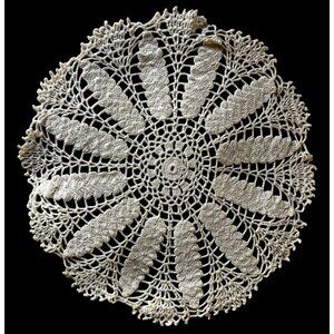 Handmade Cream Crocheted Harvest Wheat Doily 18" D Country French Core  Wedding